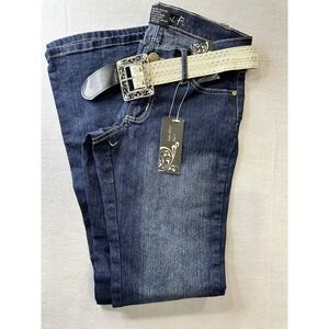 Michael F Bootcut Jeans Women Size 7 Dark Wash Low Rise Denim Pants Stretch NEW